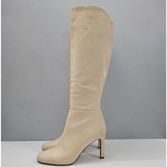 Sam Edelman Shauna Boot Knee High Stiletto Heel Eggshell Cream Leather Size 10 - Picture 1 of 16